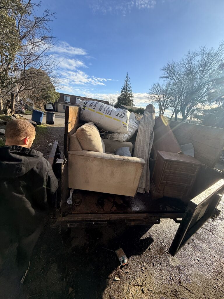 Furniture and junk loaded during a property cleanout