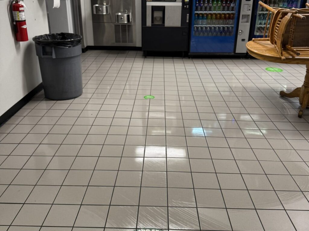 Clean break room floor after janitorial service