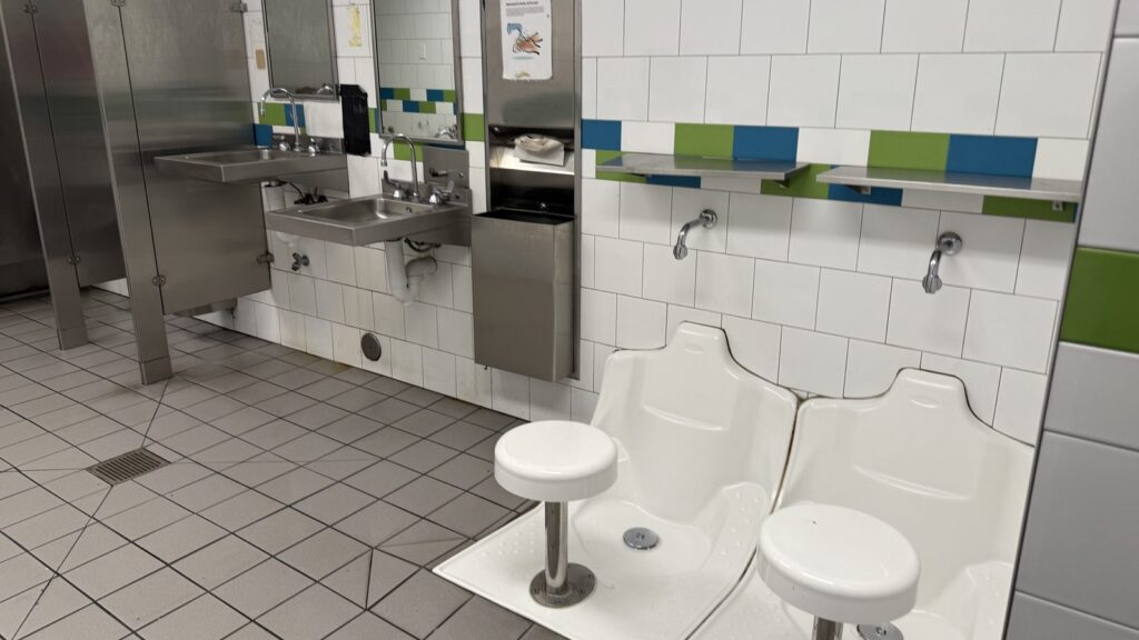 Clean transit facility restroom maintained by Fresh Family