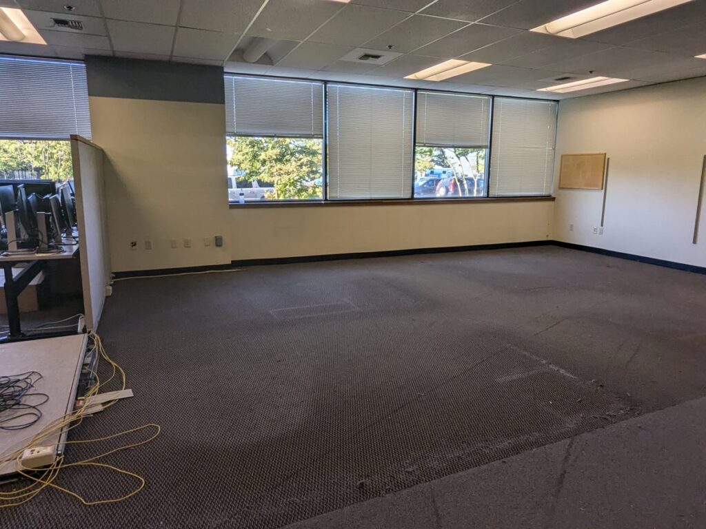 Empty clean office after Fresh Family completed a department move