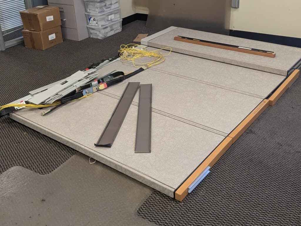 Cubicle panels disassembled for an office relocation
