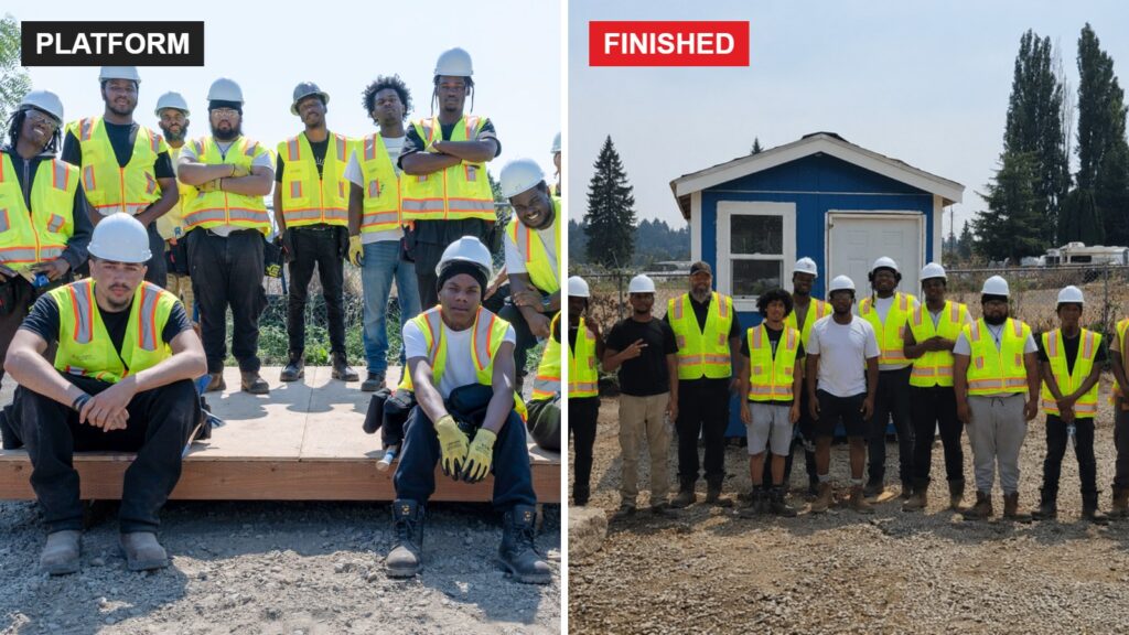 Building Futures tiny home, from floor platform to finished home
